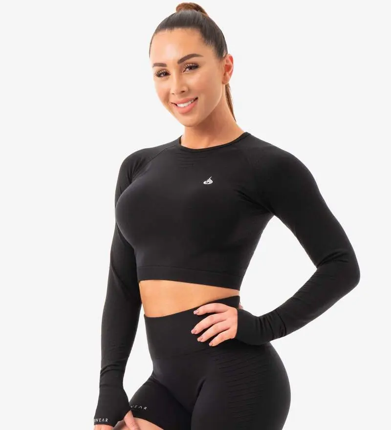 Geo Seamless Long Sleeve Crop Top - Image 2
